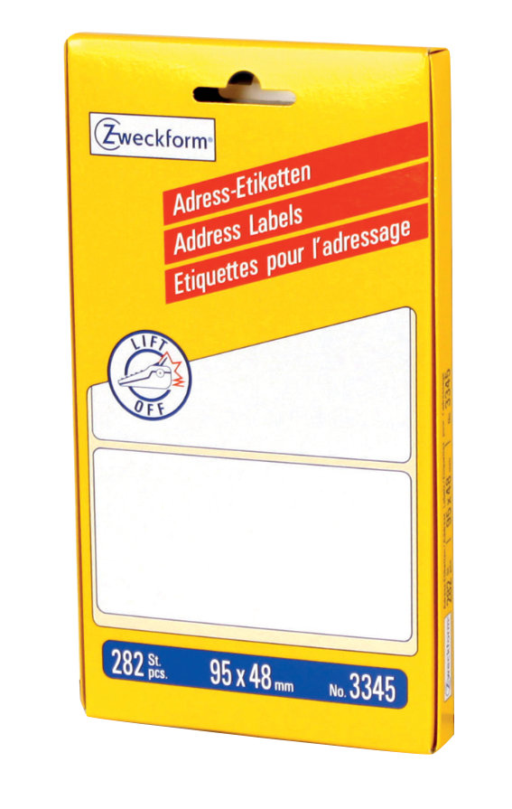 Avery Zweckform 3345 Adress-Etiketten, 95 x 48 mm, 1 Bogen/282 Etiketten, weiß