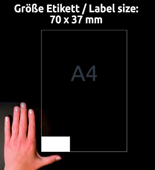 Avery Zweckform 3474-200 Universal-Etiketten, 70, x 37 mm, 5.280 Etiketten / 220 Bogen, weiß