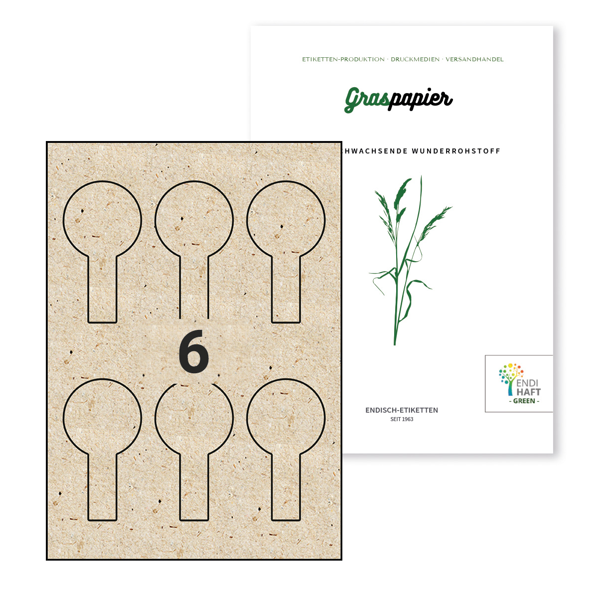 Frischesiegel Graspapier-Etiketten, 60x160/12 mm, 30 Etiketten, 10 Blatt DIN A4 / Pack
