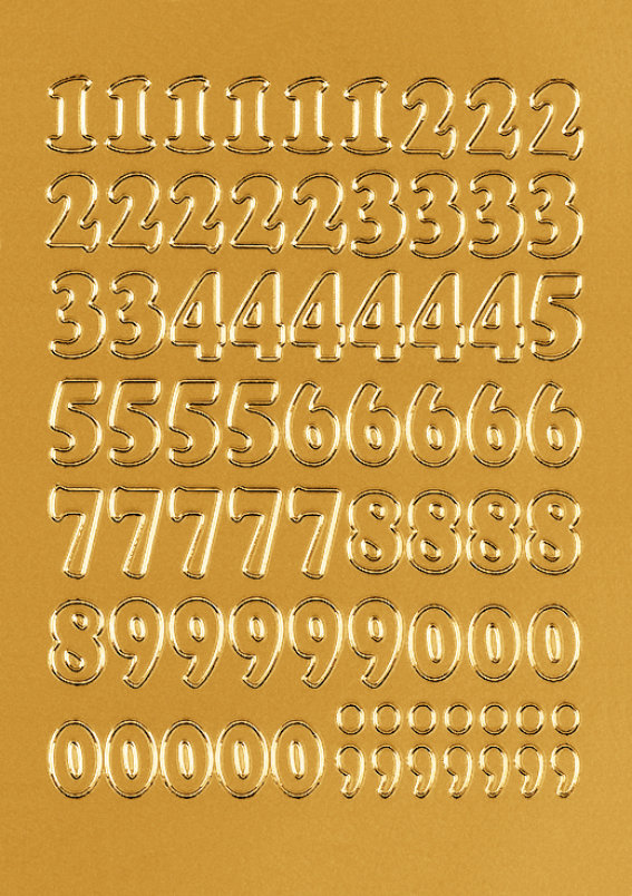 Zahlen 12 mm 0-9 Folie gold 1 Bl.,