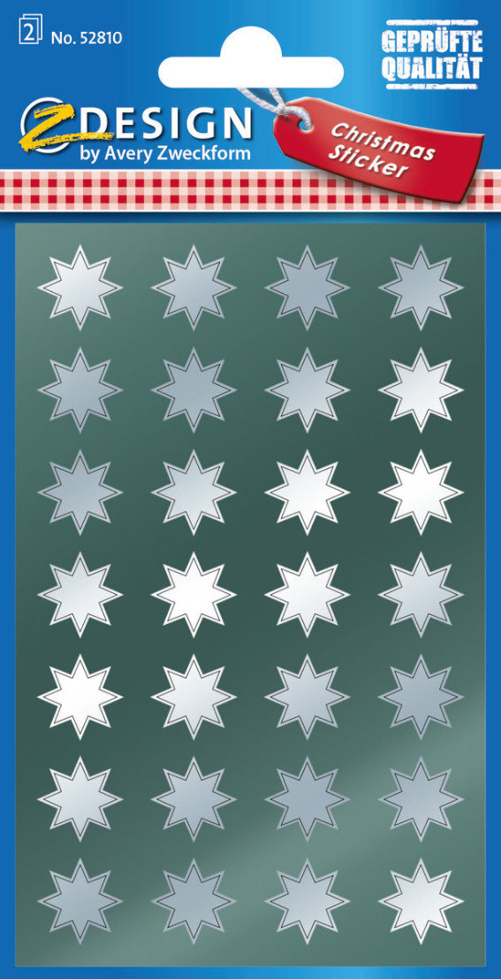 Z-Design 52810, Weihnachtssticker, Sterne, 2, Bogen/56 Sticker