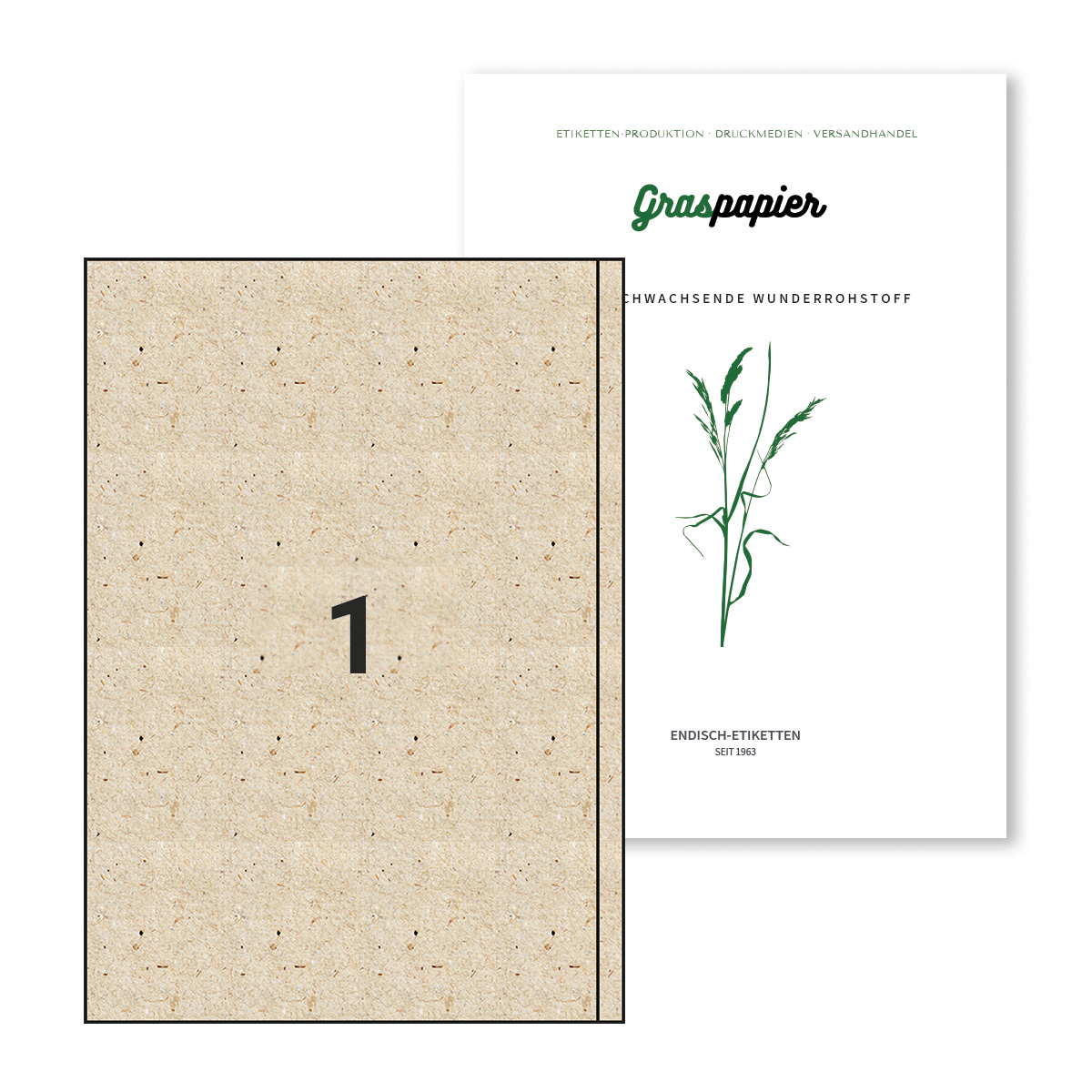 ENDI-HAFT Graspapier-Etiketten, 200x297 mm, 10 Etiketten, 10 Blatt DIN A4 / Pack