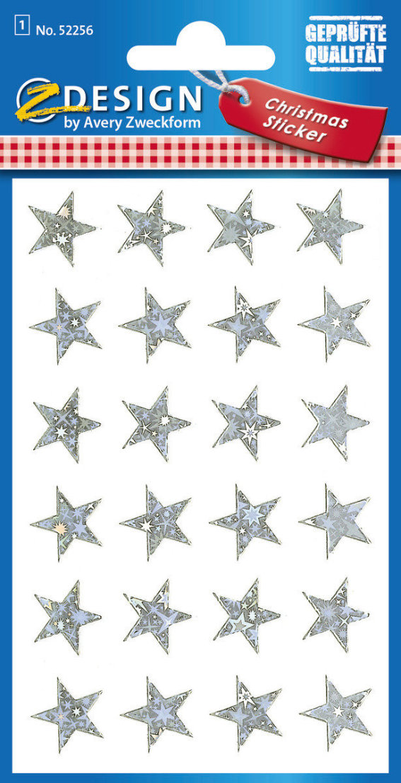 Z-Design 52256, Weihnachtssticker, Sterne, 1, Bogen/24 Sticker