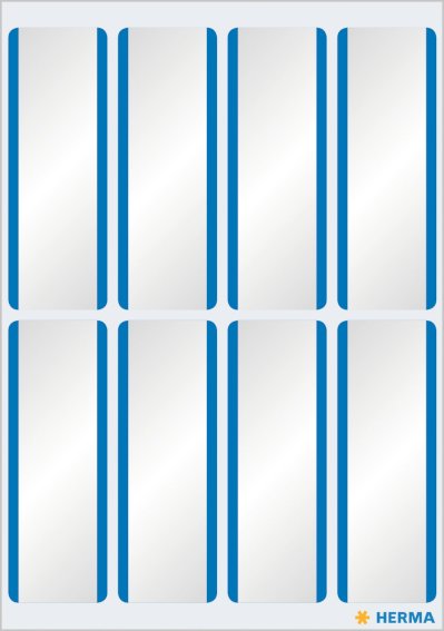 Namensetiketten 54x19 mm weiß/blaue Streifen, ablösbar Acetatseide 16 St.