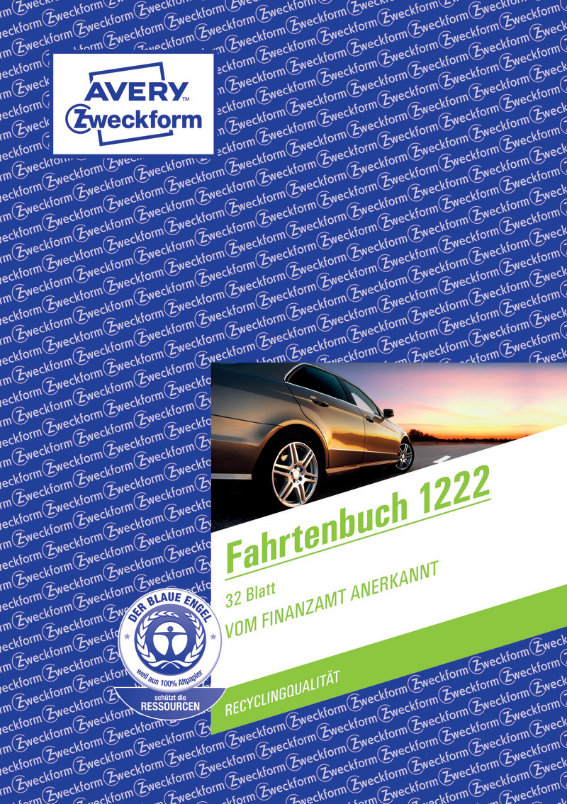 Avery Zweckform 1222 Fahrtenbuch, für PKW, A5,, Recycling-Papier, 32 Blatt