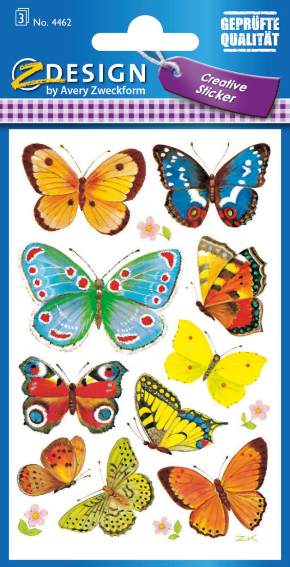 Z-Design 4462, Deko Sticker, Schmetterlinge, 3, Bogen/30 Sticker