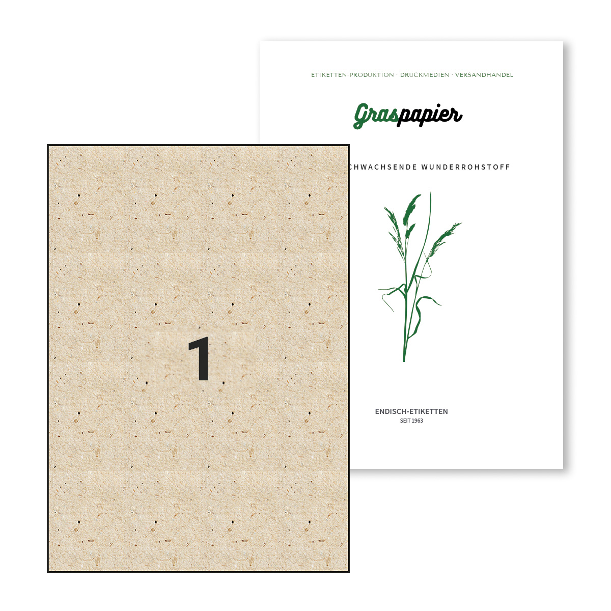 ENDI-HAFT Graspapier-Etiketten, 210x297 mm, 10 Etiketten, 10 Blatt DIN A4 / Pack