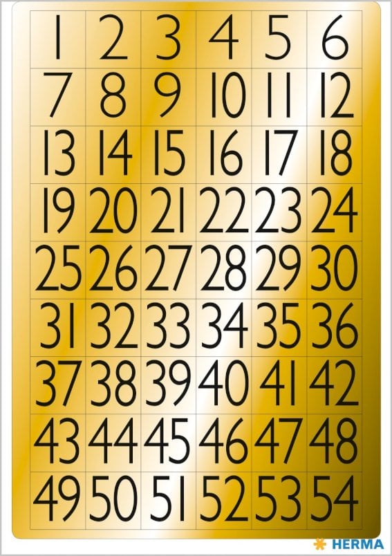 Zahlen 13x12 mm 1-100 Goldfolie schwarz 4 Bl.,