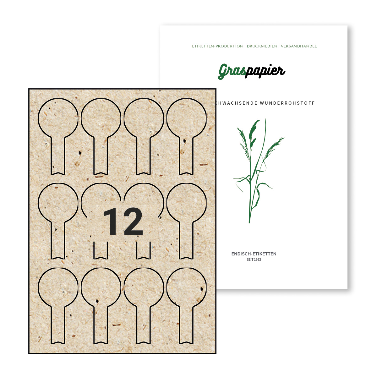 Frischesiegel Graspapier-Etiketten, 45x40/15 mm, 120 Etiketten, 10 Blatt DIN A4 / Pack