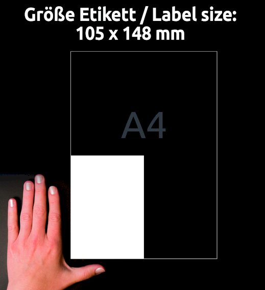 Avery Zweckform 3483-200 Universal-Etiketten, 105, x 148 mm, 880 Etiketten / 220 Bogen, weiß