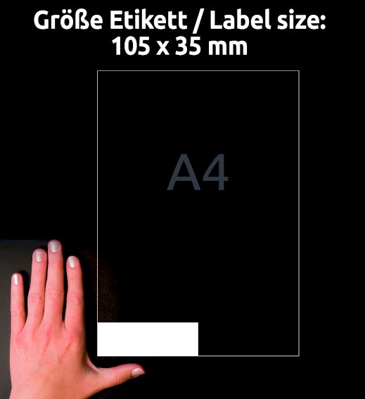 Avery Zweckform 3423 Universal-Etiketten, 105 x, 35 mm, 1.600 Etiketten / 100 Bogen, weiß