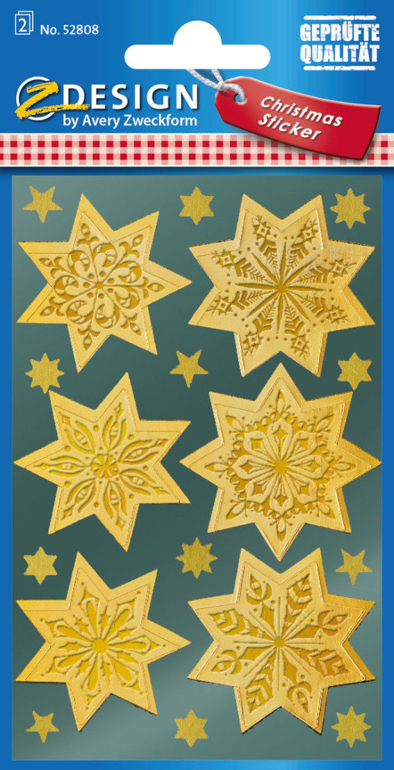 Z-Design 52808, Weihnachtssticker, Sterne, 2, Bogen/36 Sticker