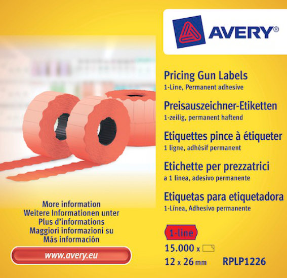 Avery Zweckform RPLP1226 Etiketten, 26 x 12 mm,, Preisauszeichner PL1/8 und HL1/8, 10 Rolle/15.000