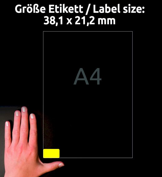 Avery Zweckform L7651Y-25 Etiketten in, Sonderfarben, 38,1 x 21,2 mm, 25 Bogen/1.625