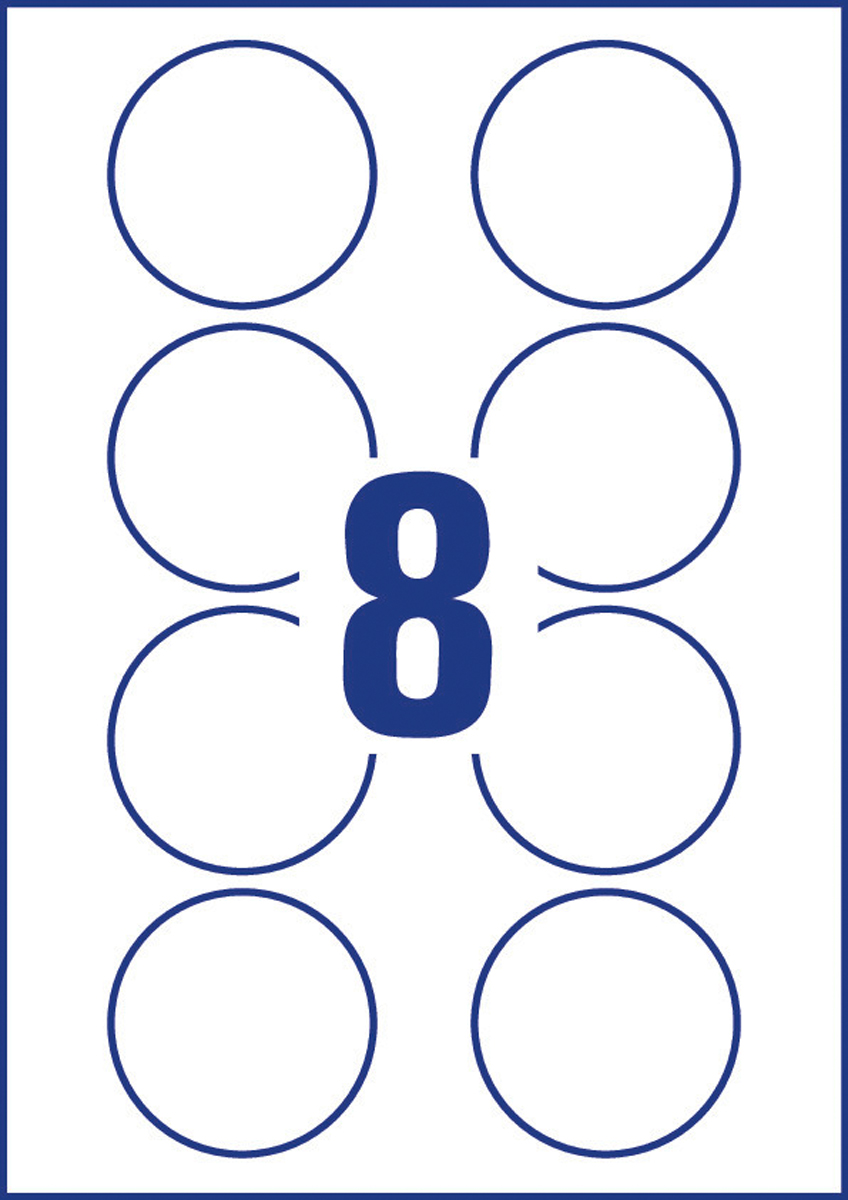 Avery Zweckform L4881-20 Namensetiketten, Rund 65 mm, 20 Bogen/160 Etiketten, weiß,